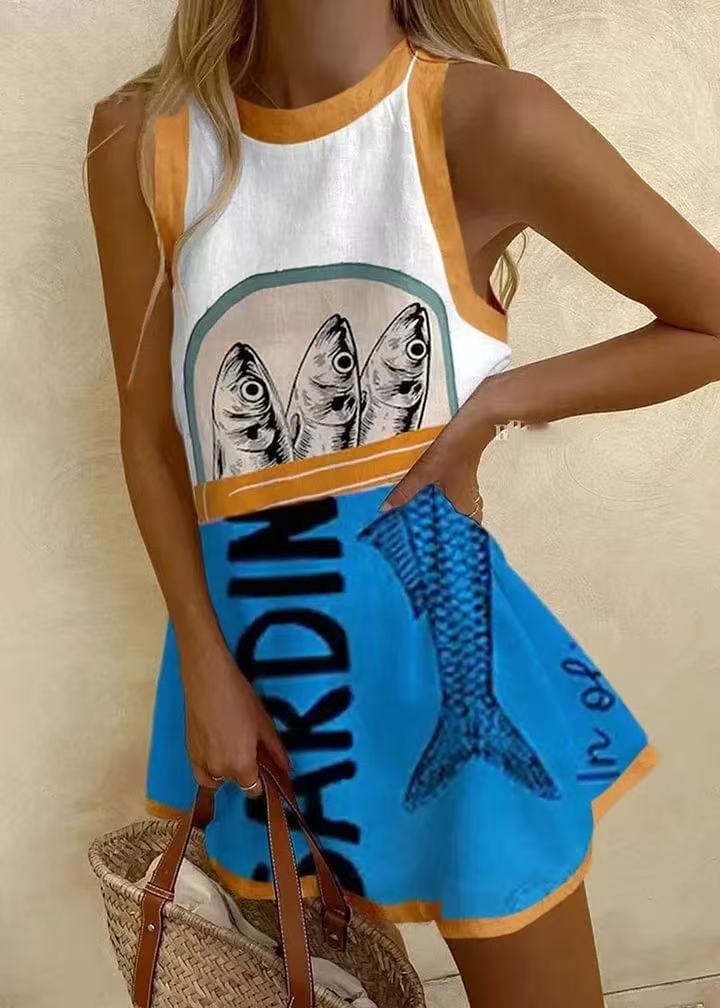 Isoria | Mini-Kleid mit blassem blauer Prägung