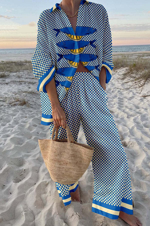 Trivela | Bettwäsche-Set mit Sardinen- und Zitronen-Print