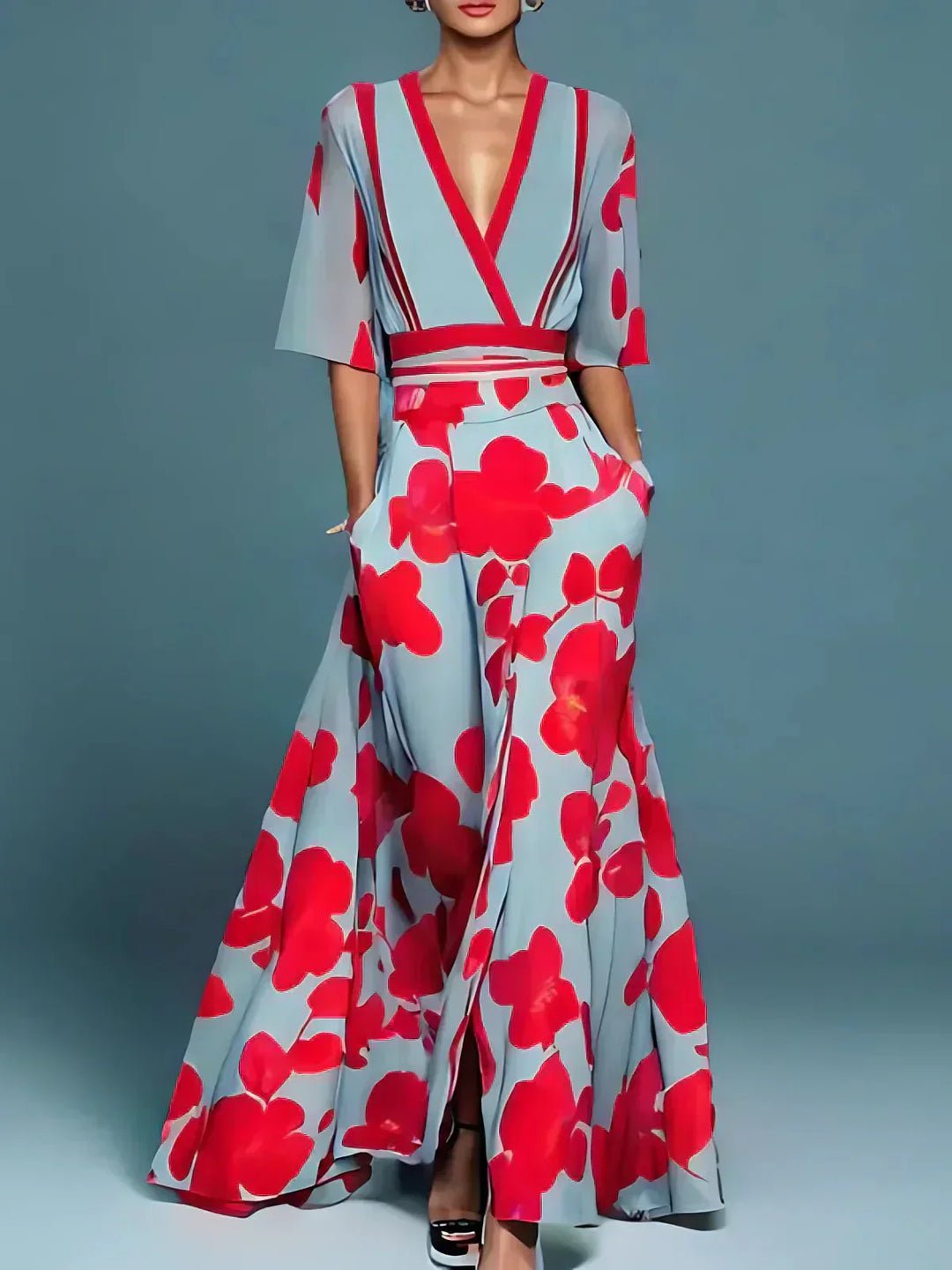 Jade| Elegantes Maxikleid mit Blumenmuster