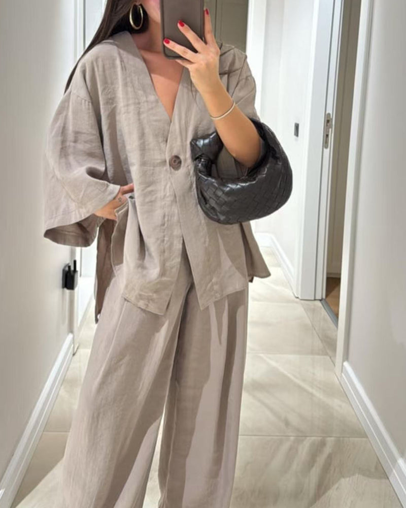 Casual V-Neck Set