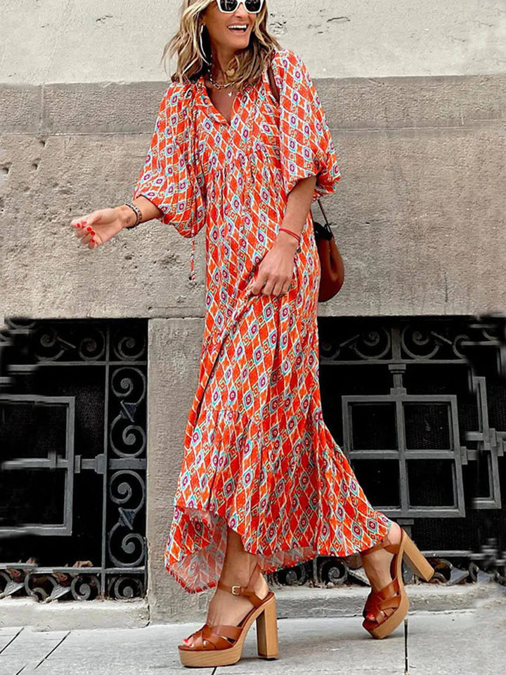 Bohemisches bedrucktes Maxikleid