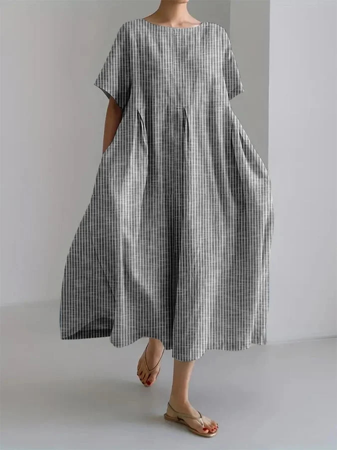 BIANCA | Langes Casual Kleid mit Bequemen Schnitt und Retro Stil für Jeden Tag