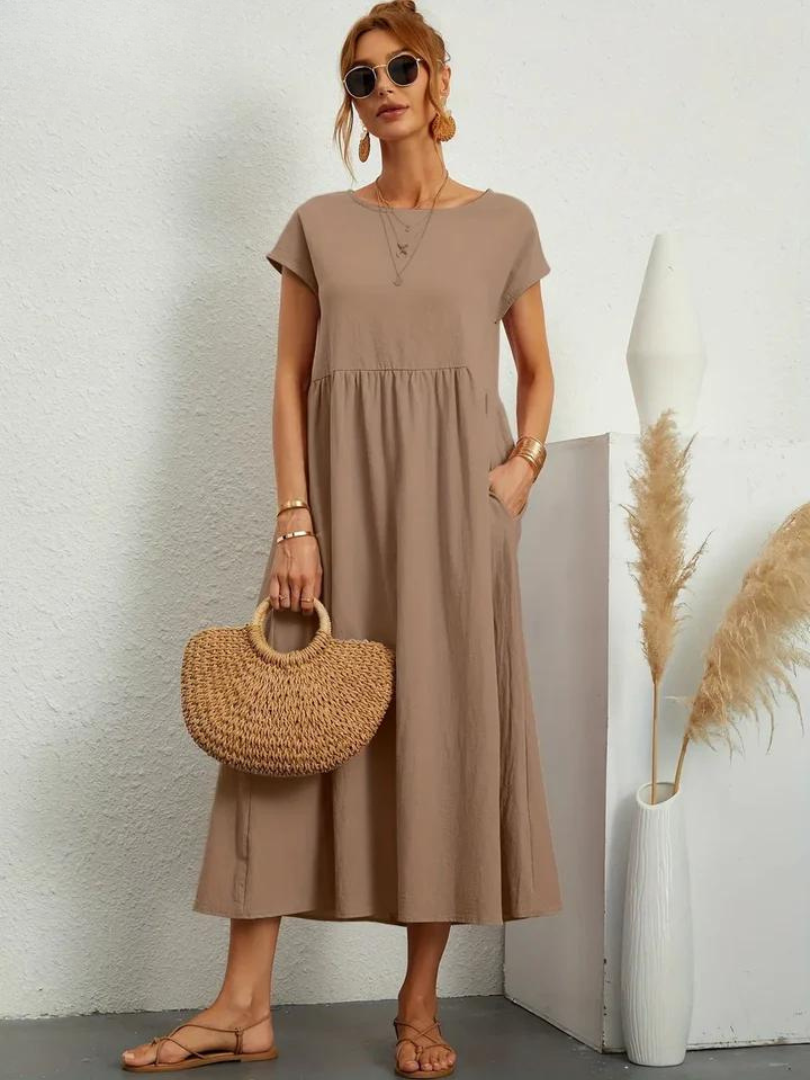 Ruby | Elegantes Essentielles Kleid aus Baumwolle und Leinen
