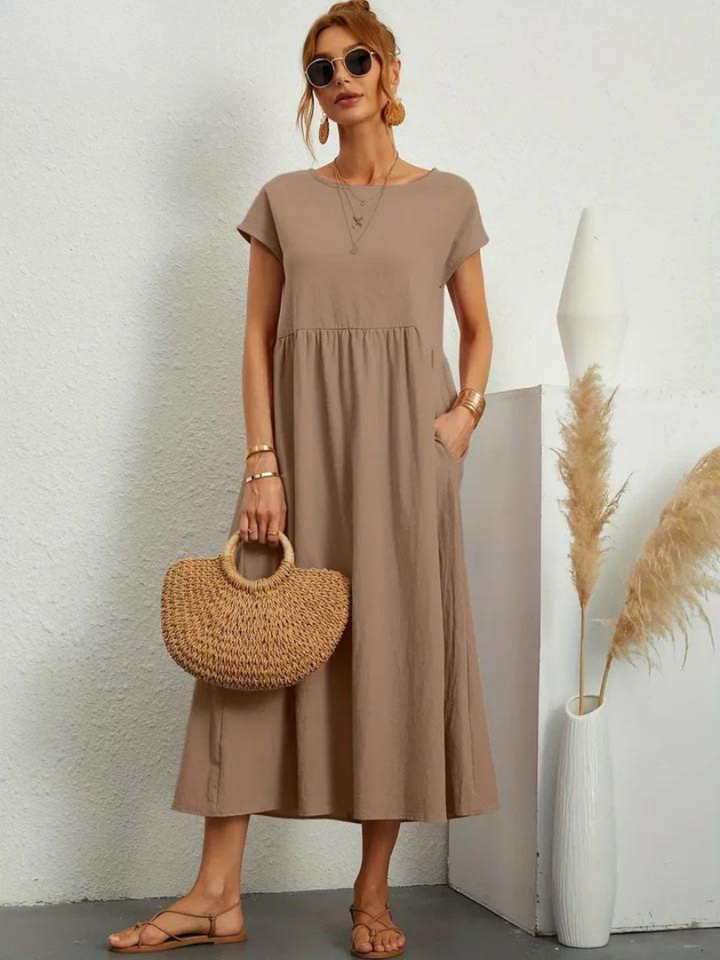 Ruby | Elegantes Essentielles Kleid aus Baumwolle und Leinen