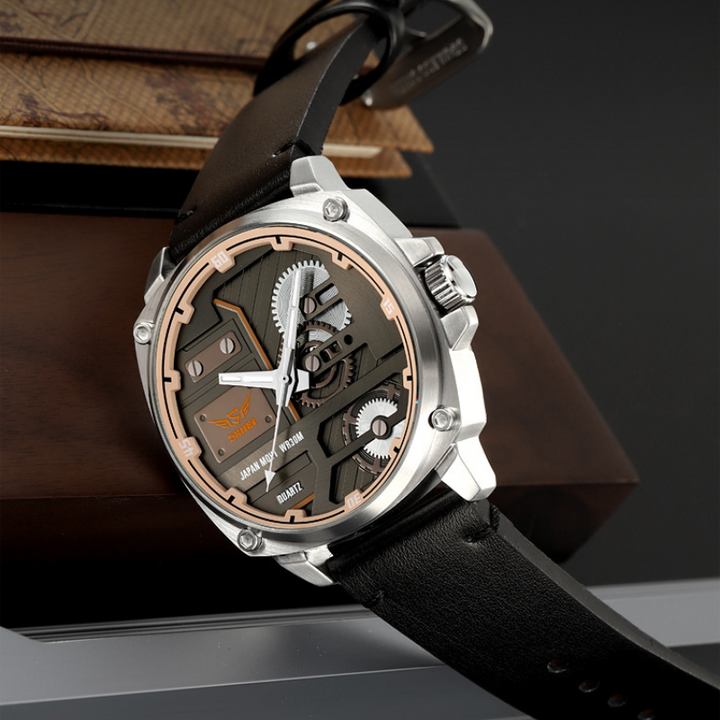van Baerle - Quarz Leder Herrenarmbanduhr
