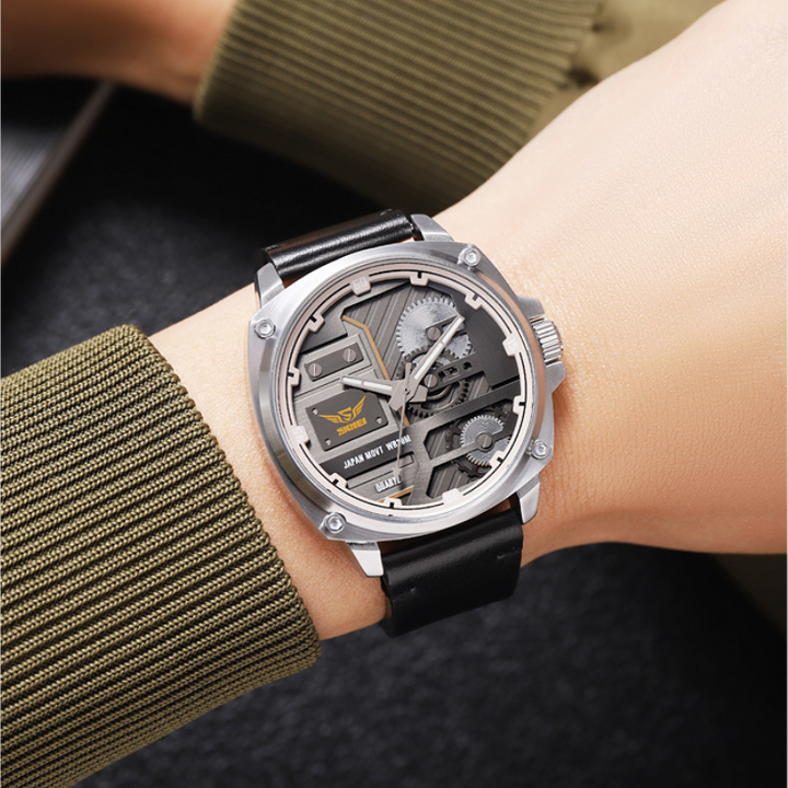 van Baerle - Quarz Leder Herrenarmbanduhr