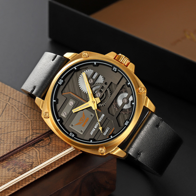 van Baerle - Quarz Leder Herrenarmbanduhr
