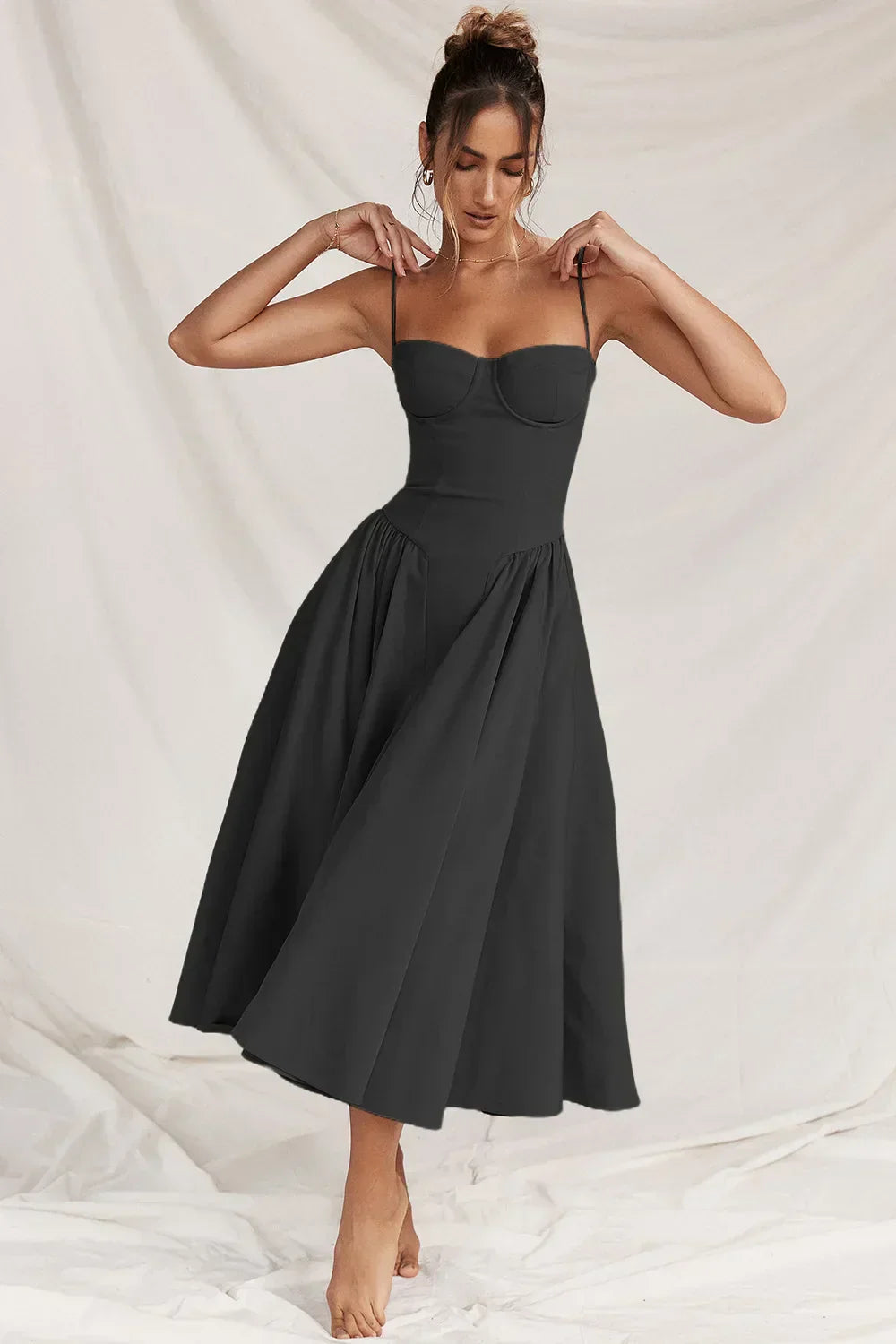 Celine - Midikleid ärmellos mit Korsettpassform