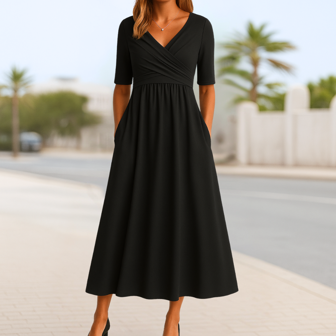 Monique | Kurzärmliges Crossover-Kleid