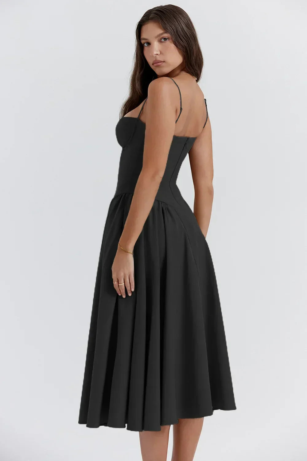 Celine - Midikleid ärmellos mit Korsettpassform