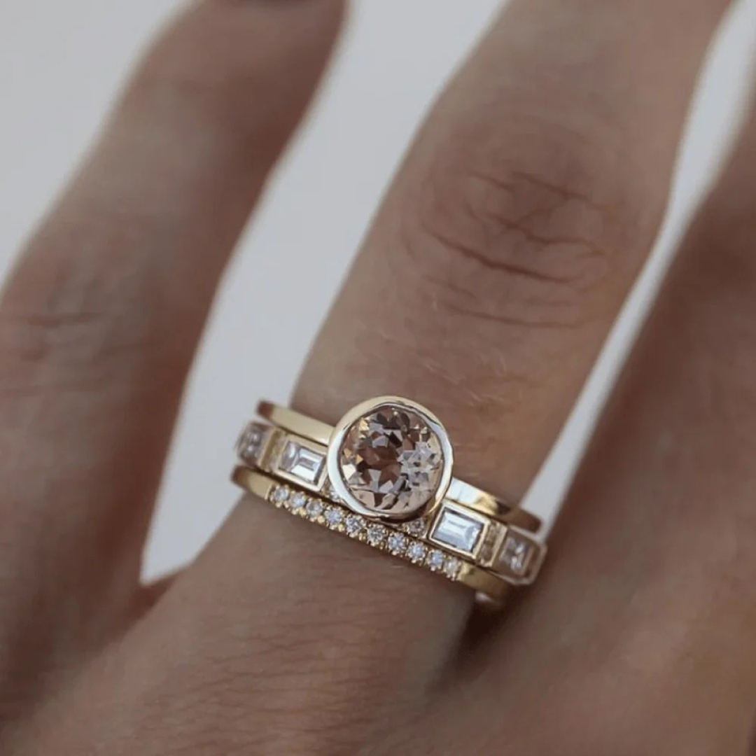 Eleganter Kristall Goldring