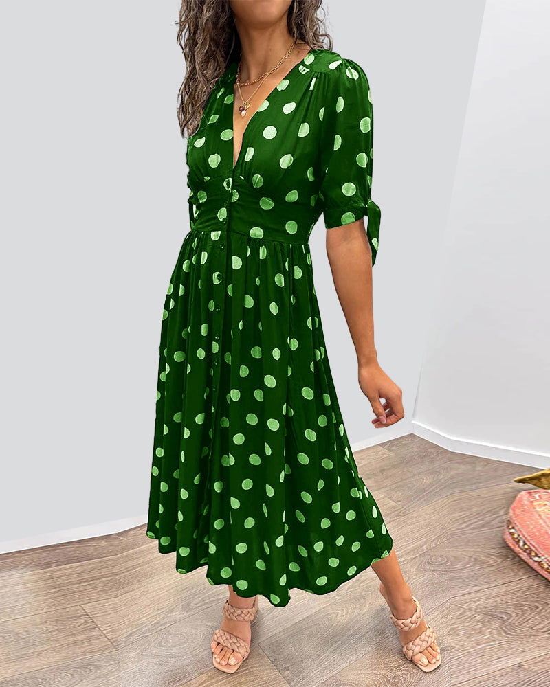 Mina | V-Ausschnitt-Kleid mit Punkten