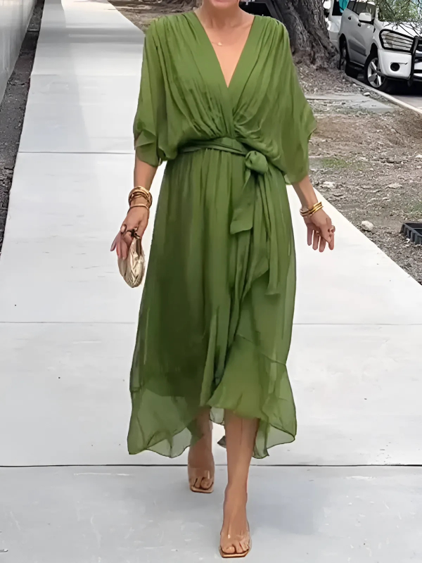 Astrid | Zeitlose Wrap Midi-Kleid