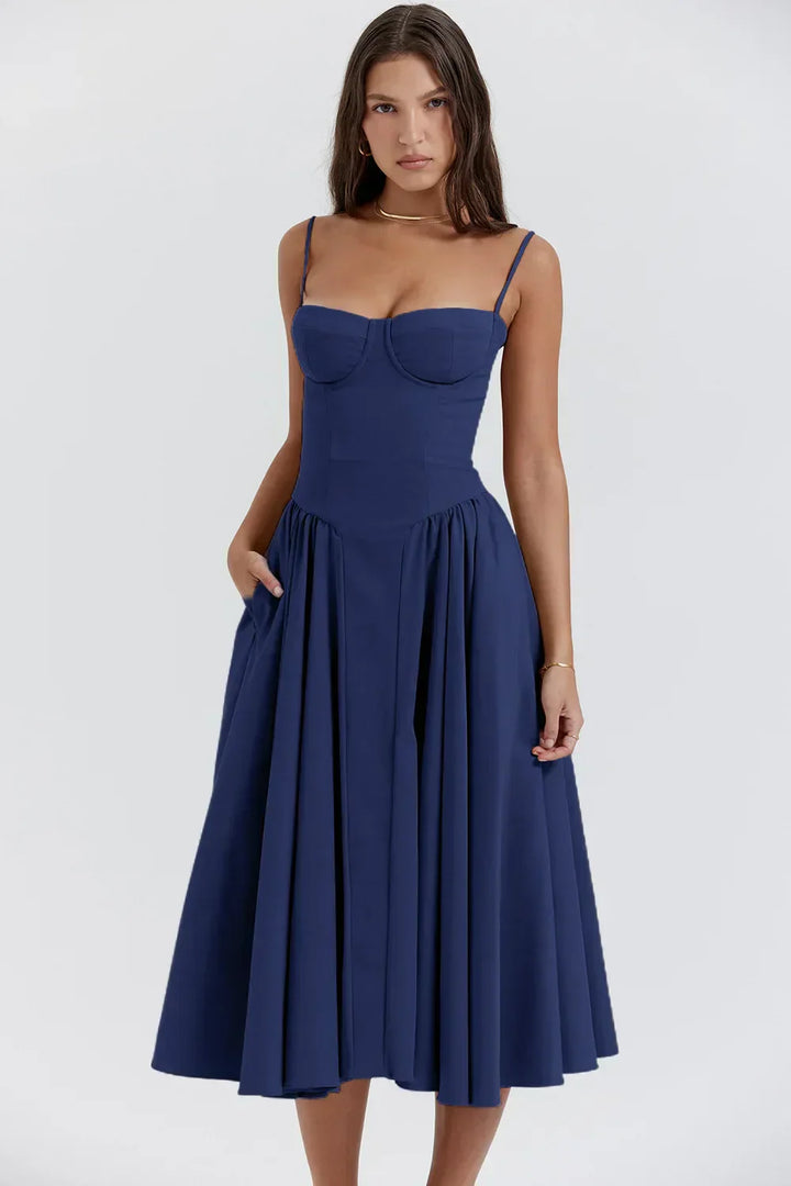 Celine - Midikleid ärmellos mit Korsettpassform