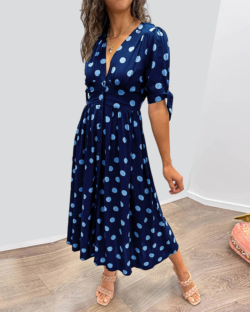 Mina | V-Ausschnitt-Kleid mit Punkten