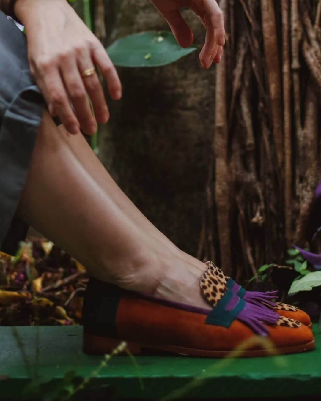 Ewelira - Trendige Loafers mit Fransen im Colourblock-Stil
