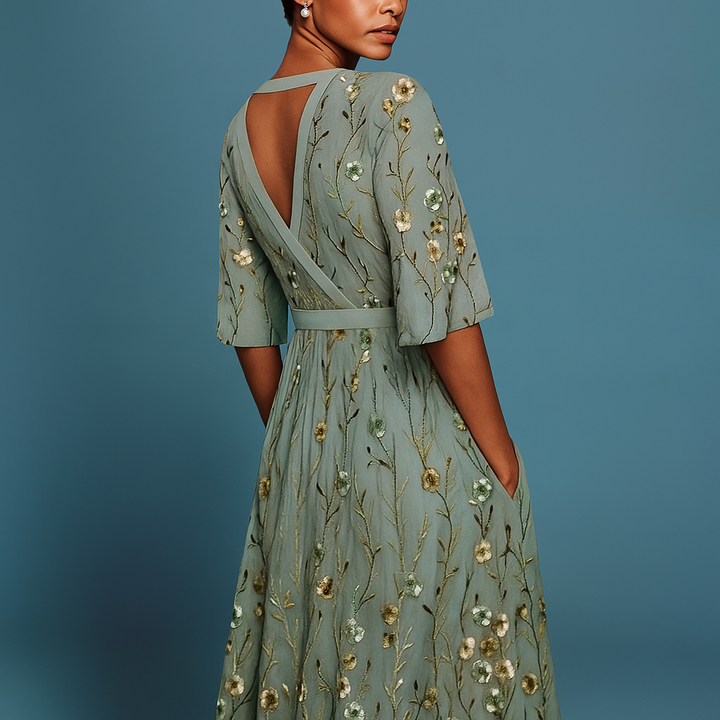Océane – Elegantes Langes Blumen Kleid