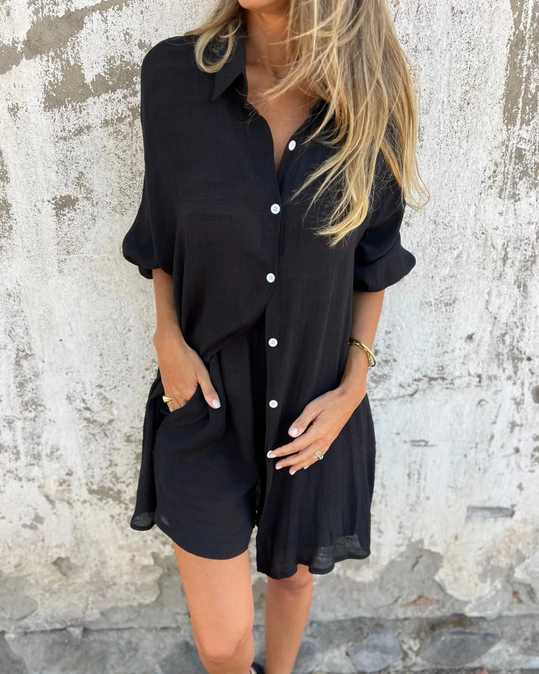 IZELA - LÄSSIGES HEMD & SHORTS-SET
