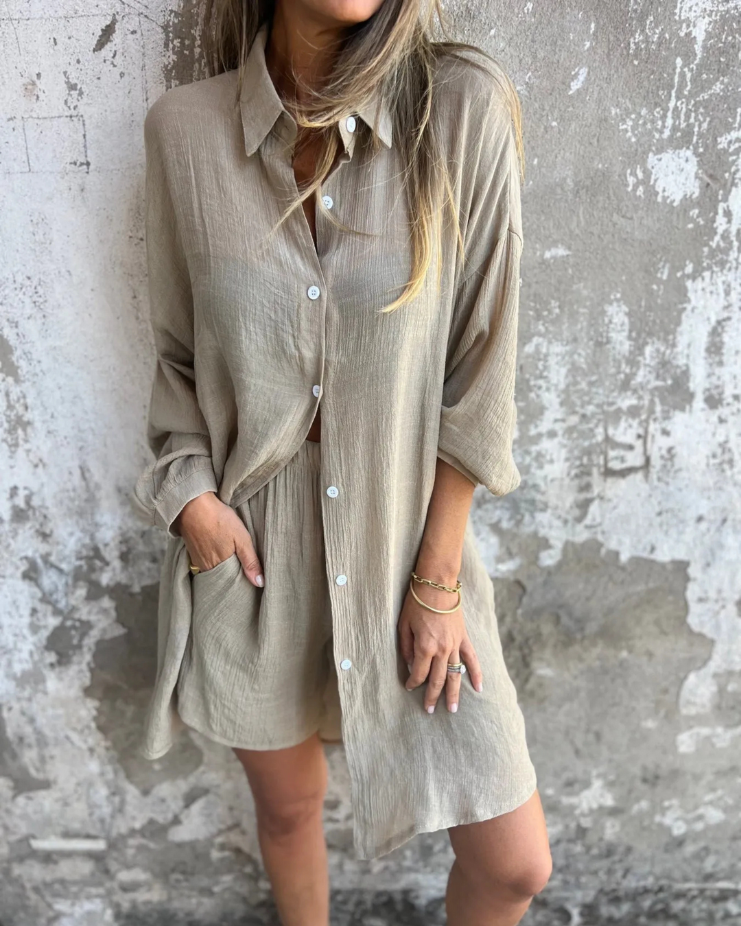 IZELA - LÄSSIGES HEMD & SHORTS-SET