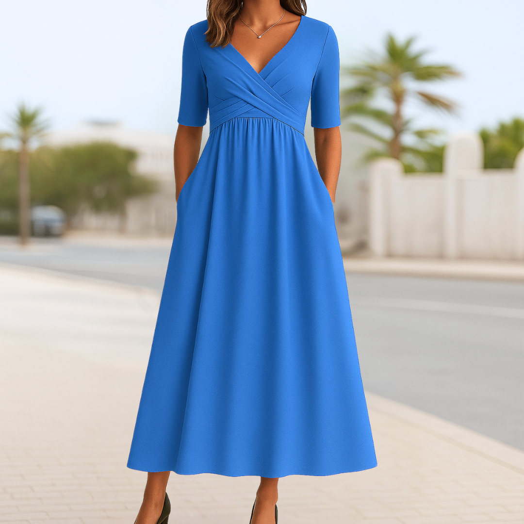 Monique | Kurzärmliges Crossover-Kleid