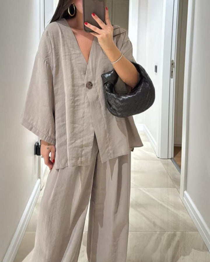 Casual V-Neck Set