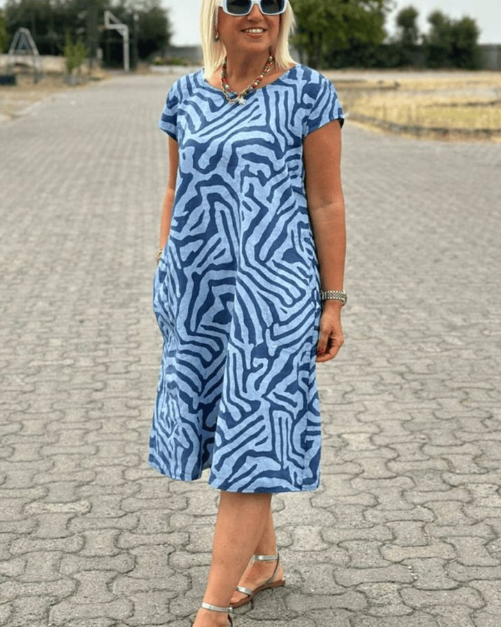 Nelia | Sommerkleid mit Rundhalsausschnitt und schönem Print