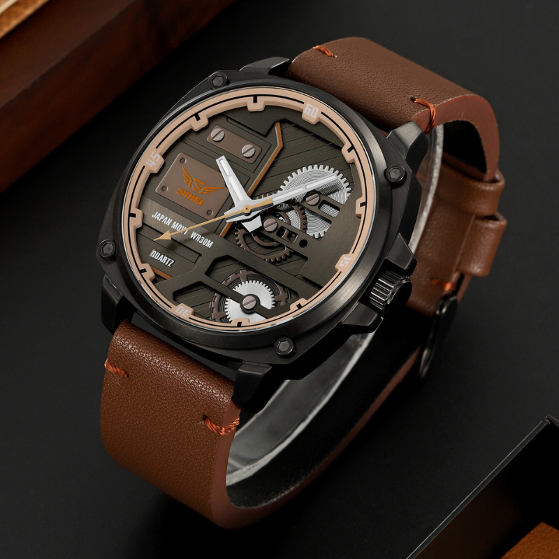 van Baerle - Quarz Leder Herrenarmbanduhr