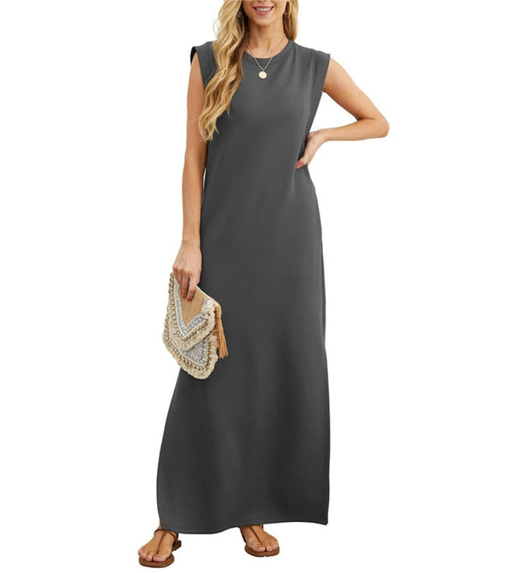 Romaisa | Lässiges langes Kleid mit Schlitz und bügelfrei