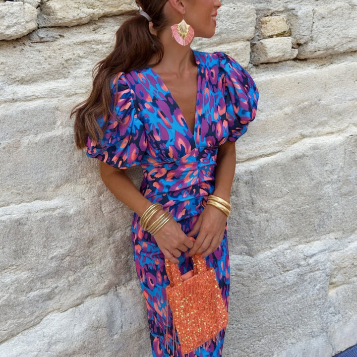 Carole | Festliches Kleid mit Lebendigen Farben und Spektakulären Details
