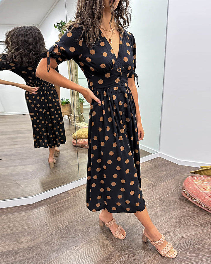 Mina | V-Ausschnitt-Kleid mit Punkten