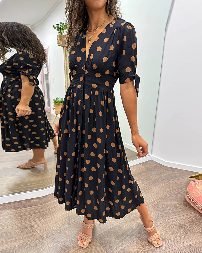 Mina | V-Ausschnitt-Kleid mit Punkten
