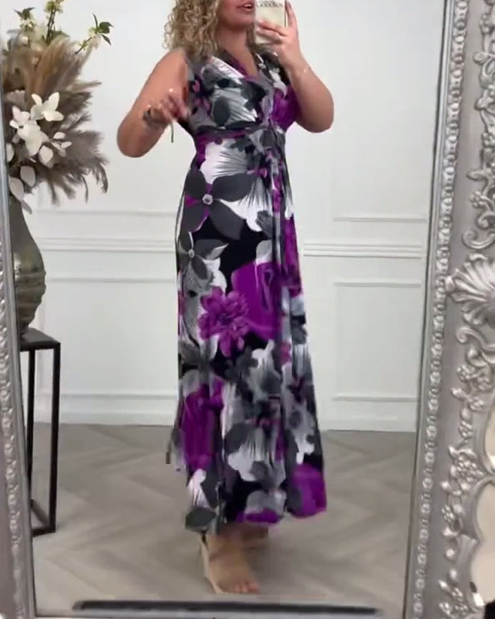 Sacha    - Elegantes ärmelloses Kleid mit plissiertem Blumenprint