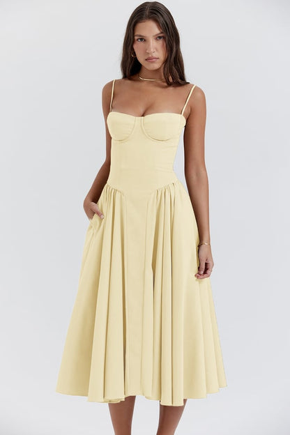 Celine - Midikleid ärmellos mit Korsettpassform