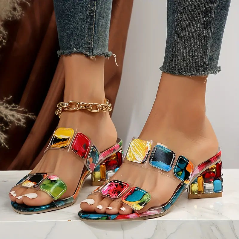 Chiara - Bunte Sandalen mit Doppelriemen