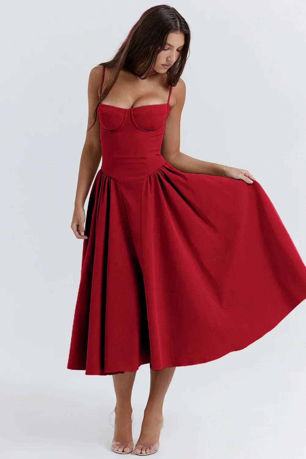 Celine - Midikleid ärmellos mit Korsettpassform