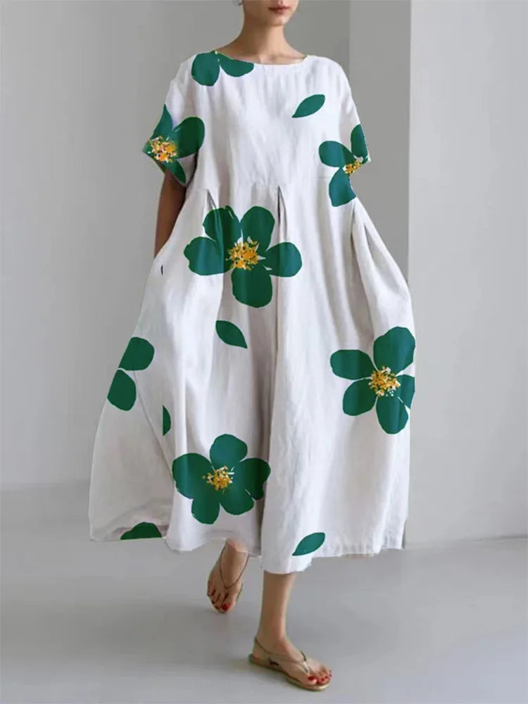 CATERINA | Langes Sommerkleid mit Lebendigen Blumen und Weicher Bequemlichkeit für Sonnige Tage