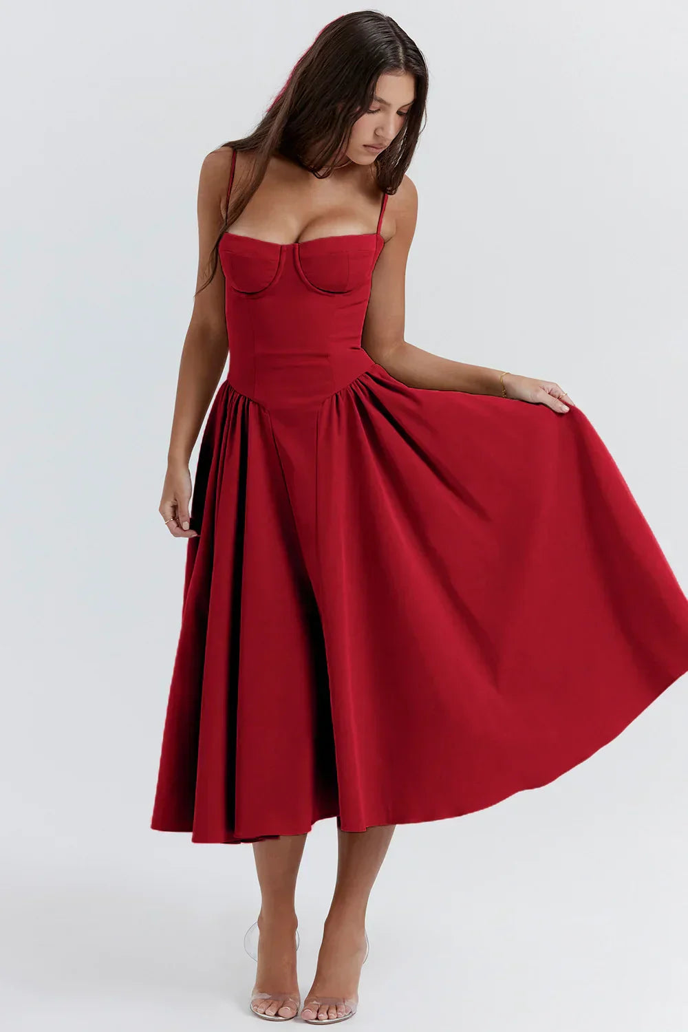Bärbel | Ärmelloses Midikleid mit Korsettschnitt
