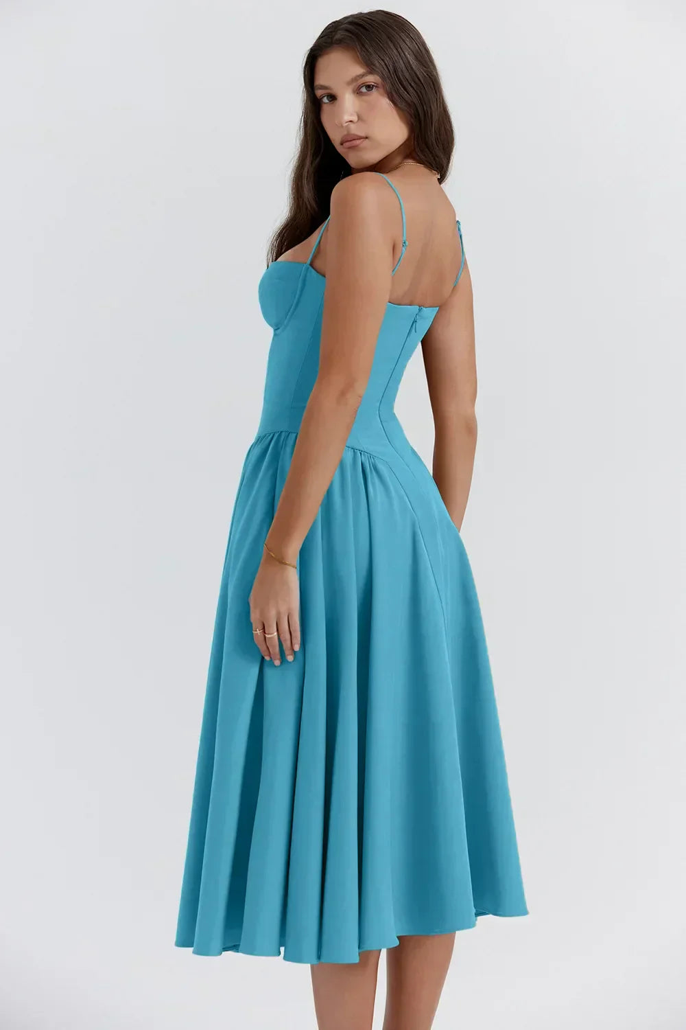 Celine - Midikleid ärmellos mit Korsettpassform
