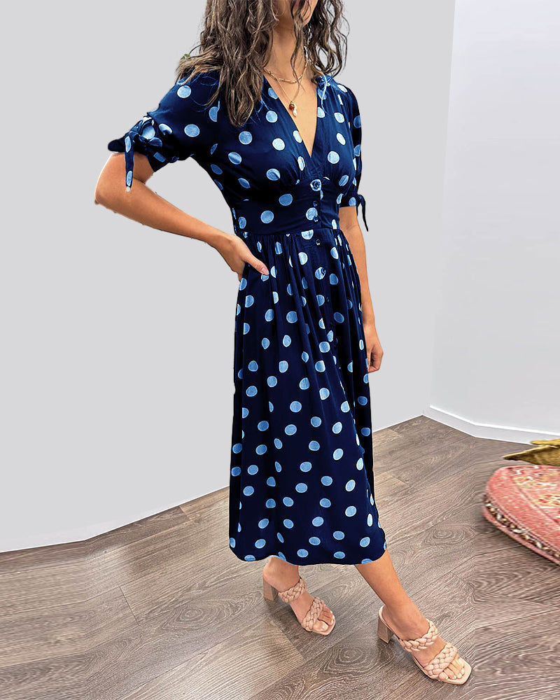 Mina | V-Ausschnitt-Kleid mit Punkten