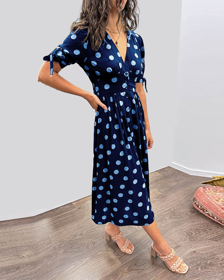 Mina | V-Ausschnitt-Kleid mit Punkten
