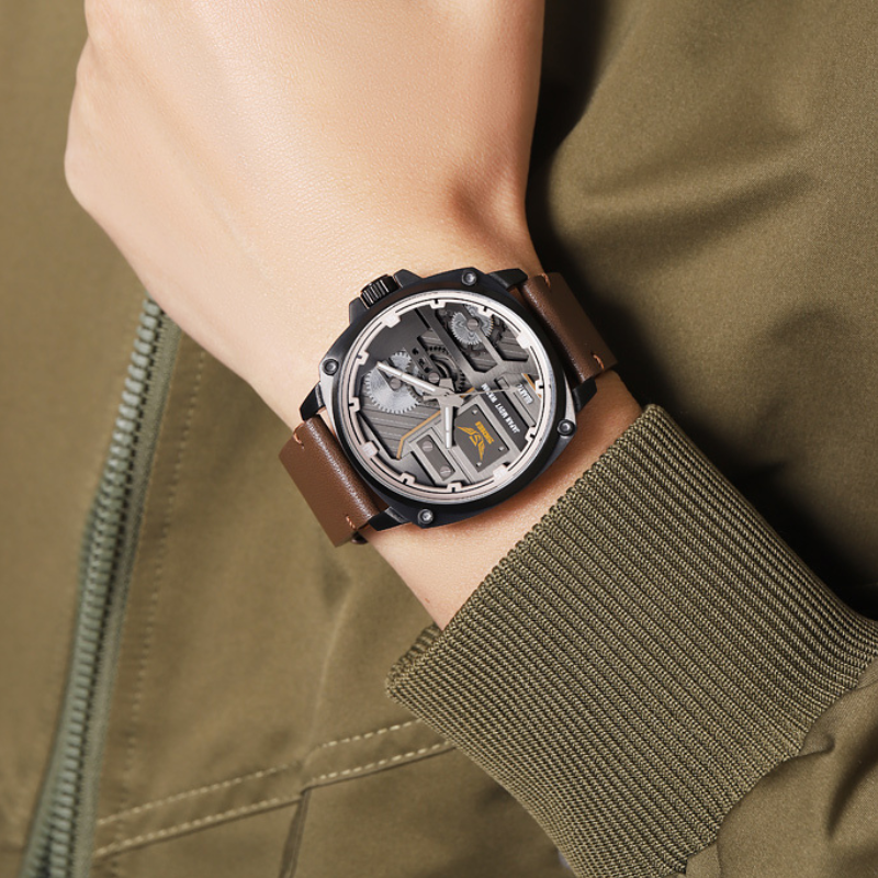 van Baerle - Quarz Leder Herrenarmbanduhr