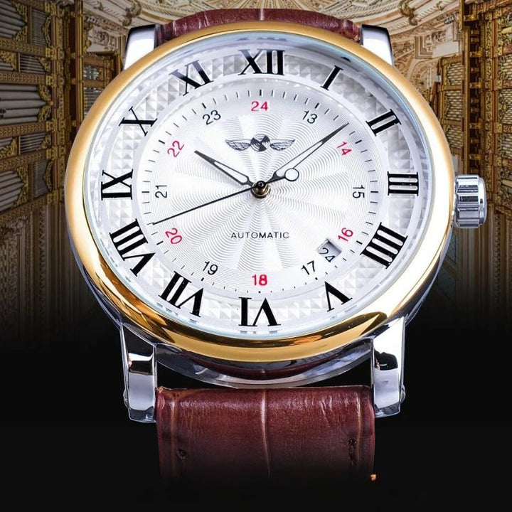 van Baerle- Mode Luxusschicht Leder Vollautomatisches Uhrwerk