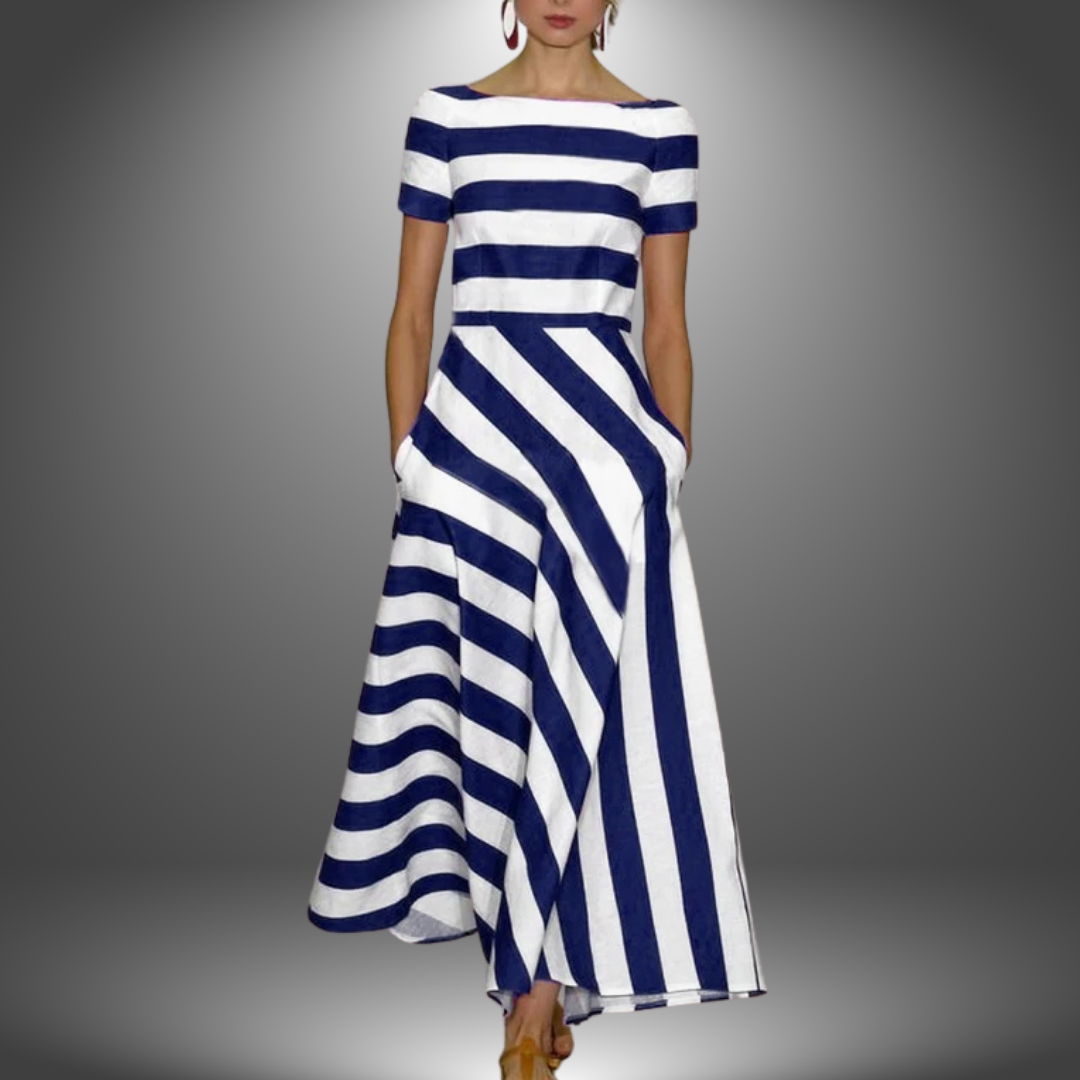 Nicole | Handgefertigtes Langes Streifenkleid