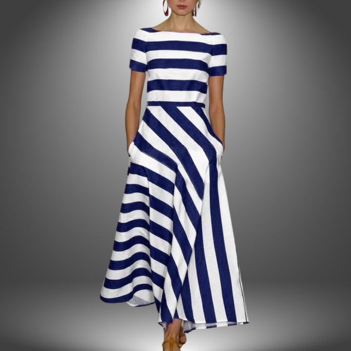 Nicole | Handgefertigtes Langes Streifenkleid
