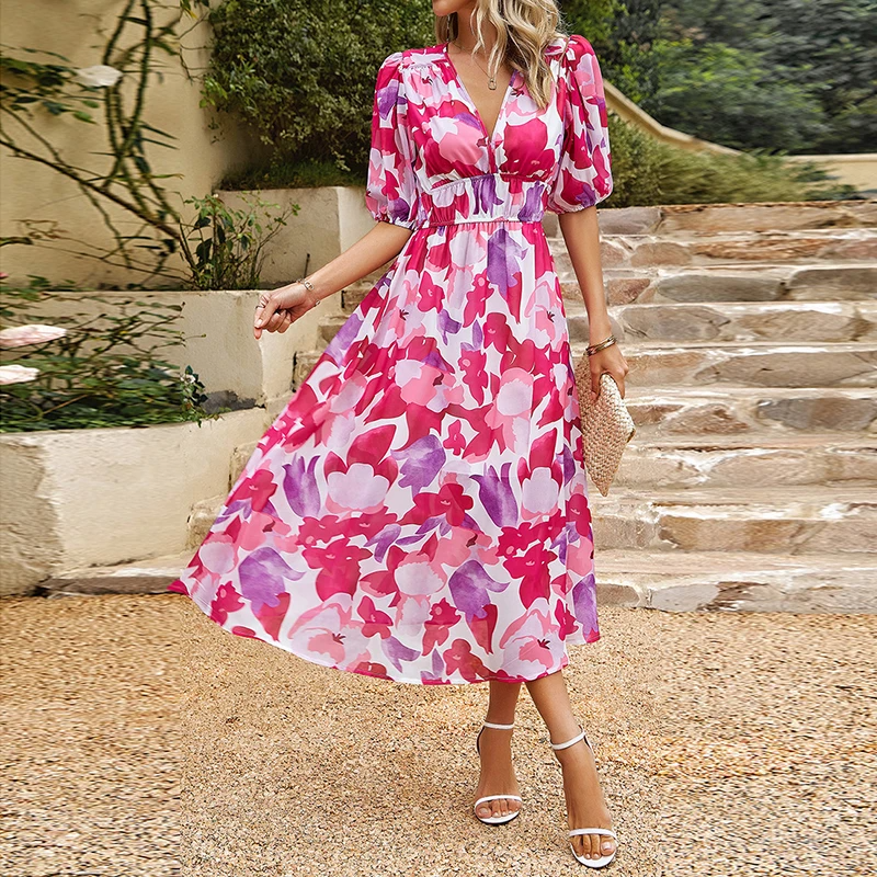 Floretta – Trendige Blumenkleid mit Fließender Passform