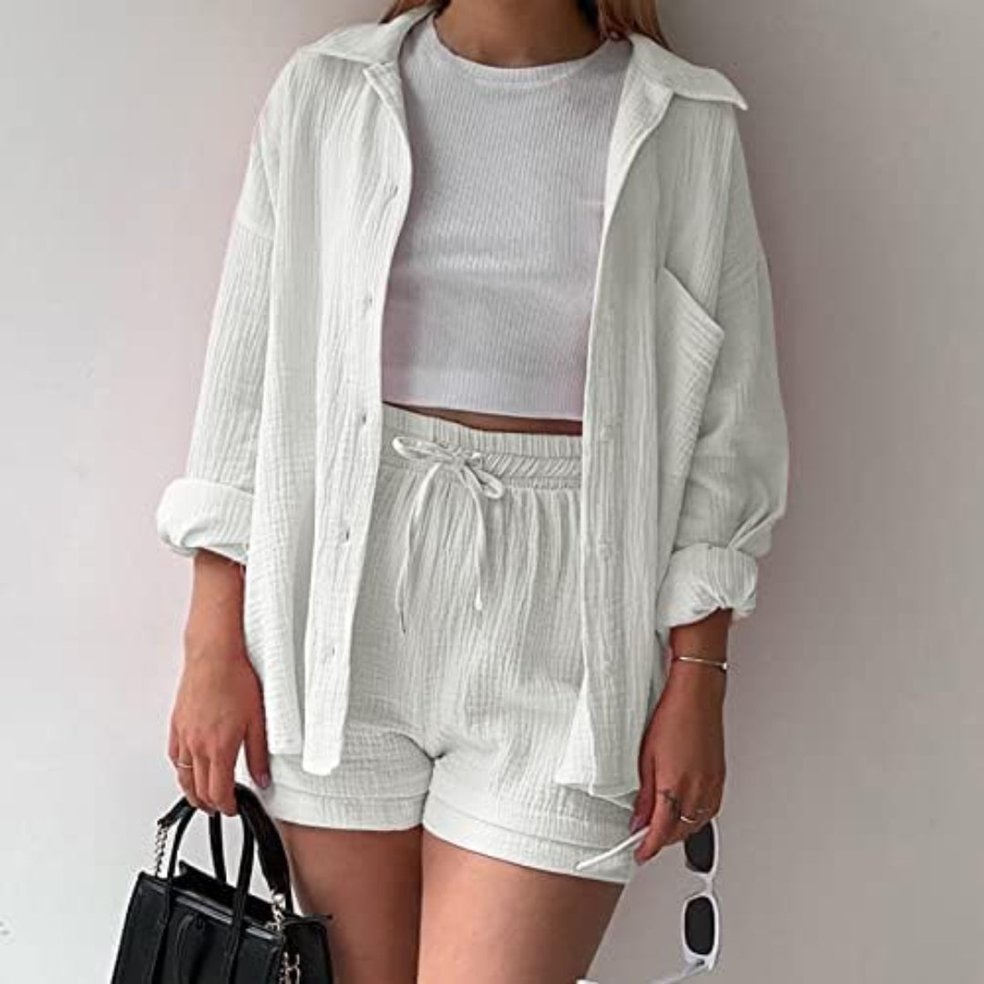 Bea | Zweiteiliges Set Hemd und Shorts aus Baumwolle