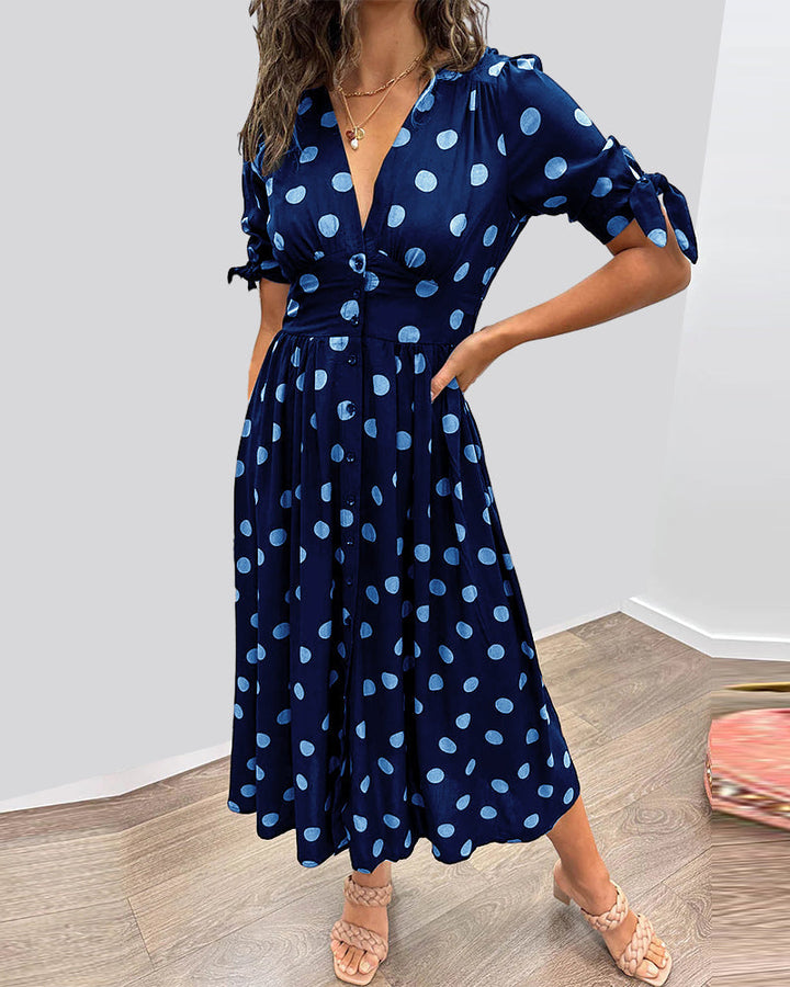 Mina | V-Ausschnitt-Kleid mit Punkten