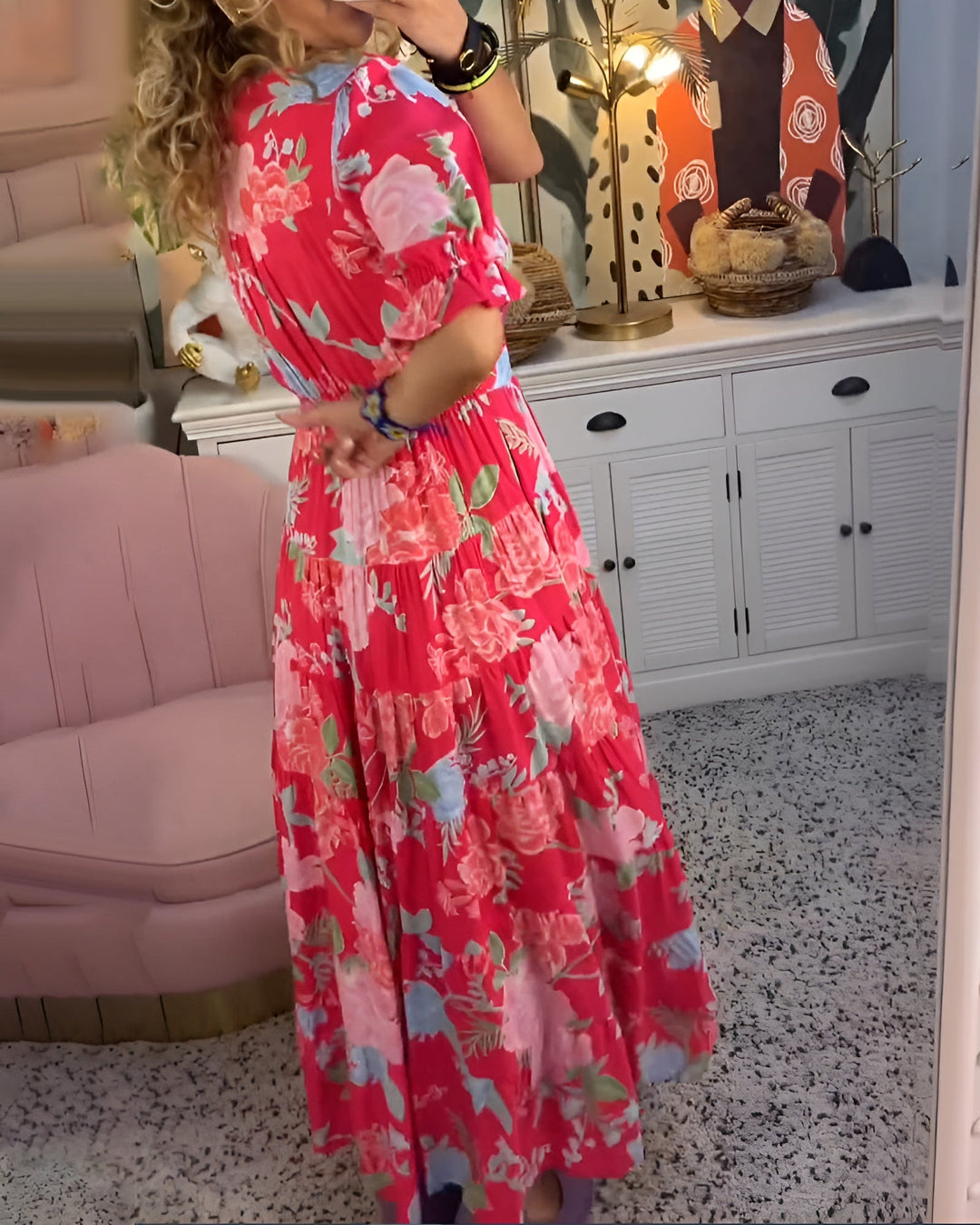Carine | Verschlusskleid mit V-Ausschnitt und Blumenmuster