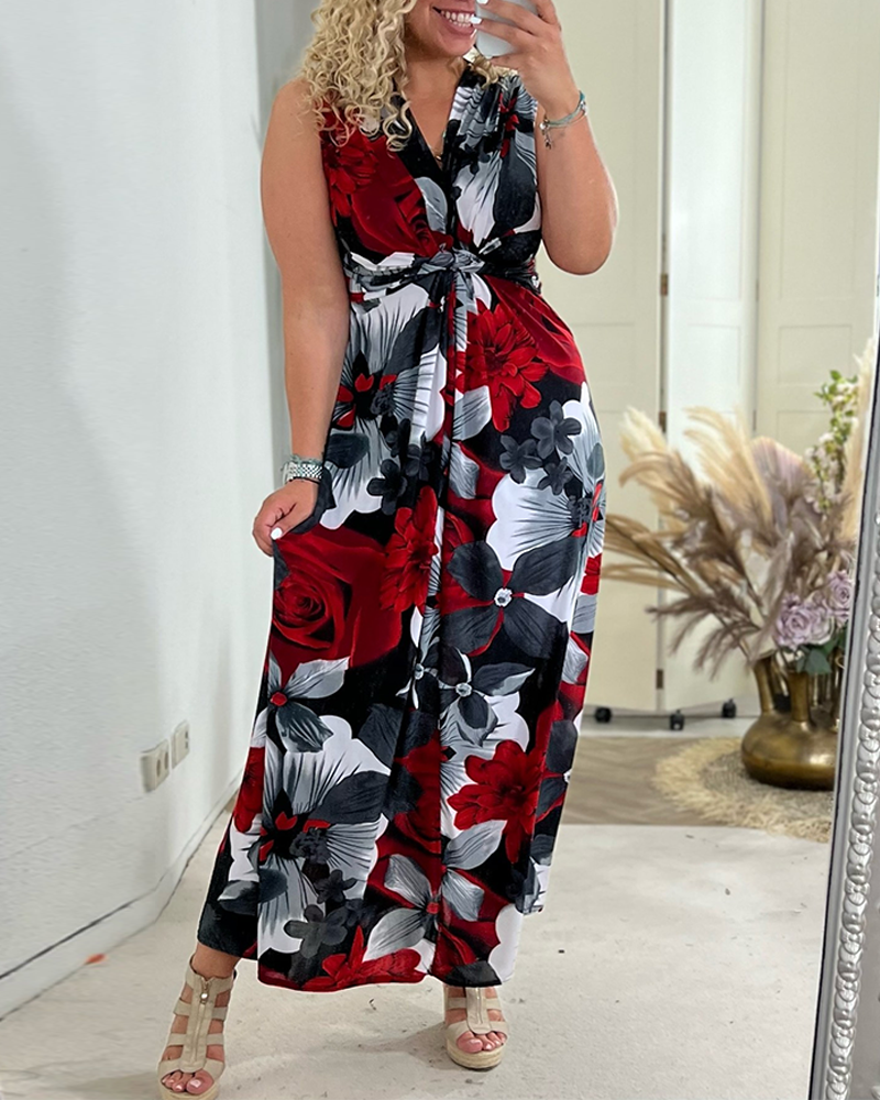 Sacha    - Elegantes ärmelloses Kleid mit plissiertem Blumenprint