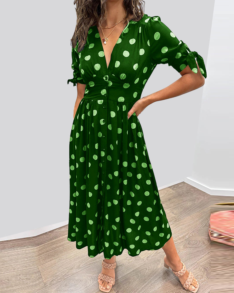 Mina | V-Ausschnitt-Kleid mit Punkten
